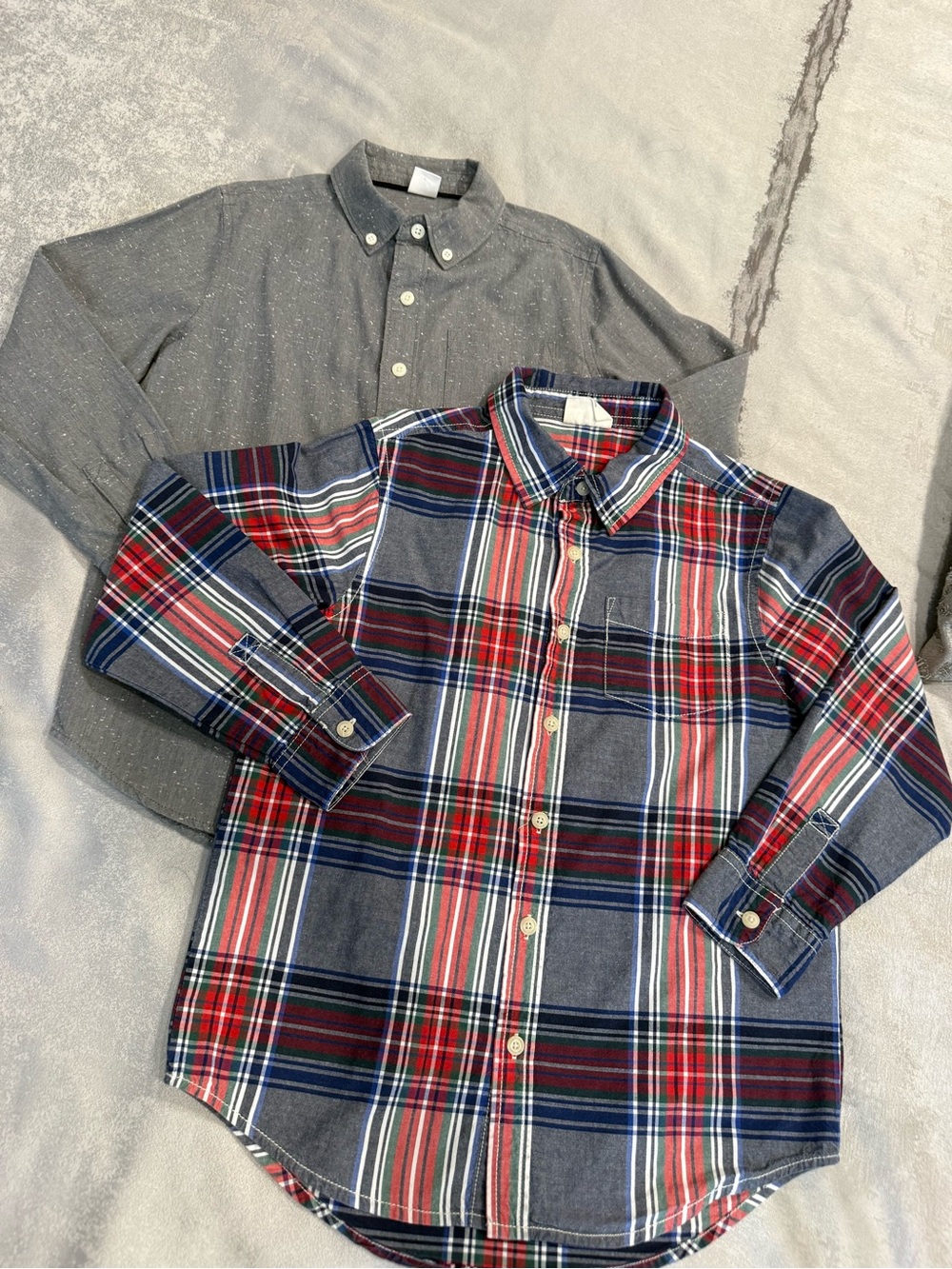 Boys Red & Navy Plaid Button-Down Shirt